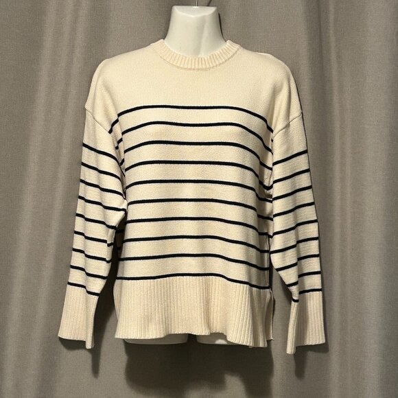 Zara Breton Stripe Cream and Black Sweater - Size Medium to L:arge - Picture 1 of 12